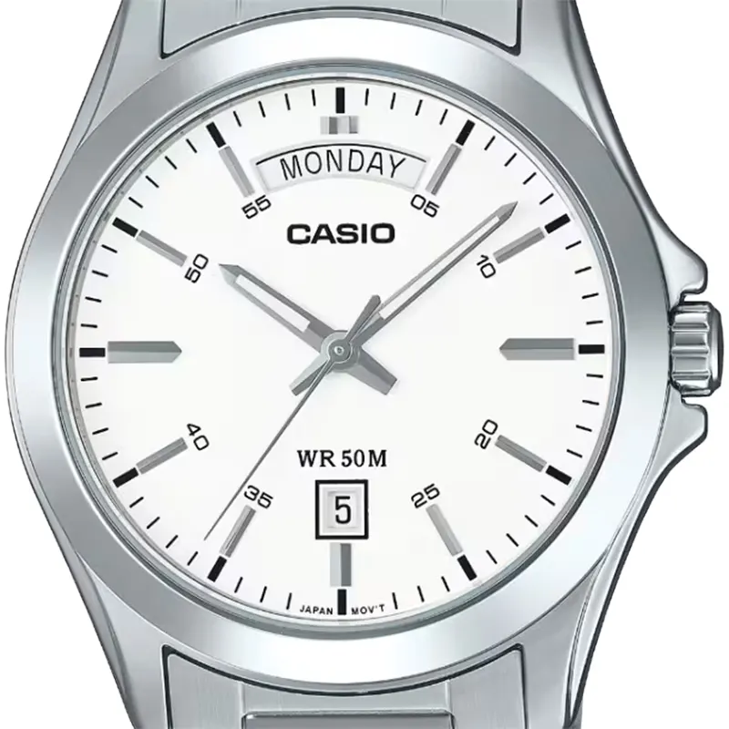 Casio Enticer Japan Quartz Day-Date White Dial Men's Watch- MTP-1370D-7A3